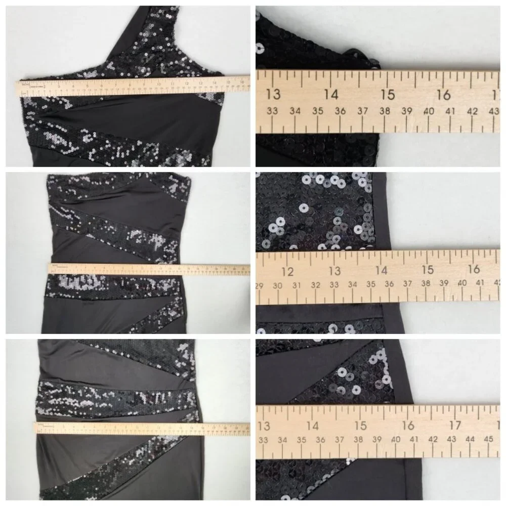 Arden B Womens One Shoulder Sequin Dress Size L Black NWT - Picture 6 of 7